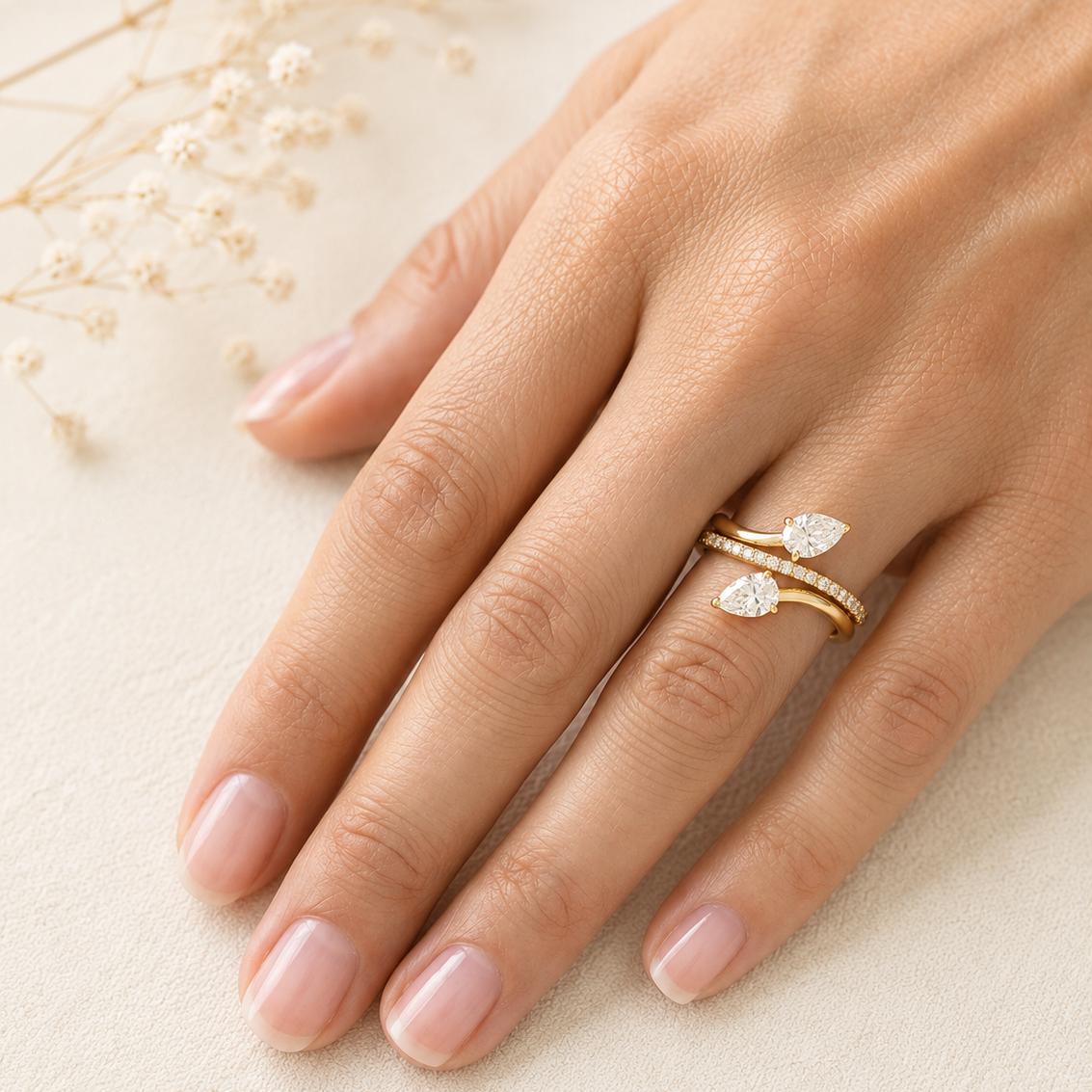 Vivienne Bypass Pear Ring